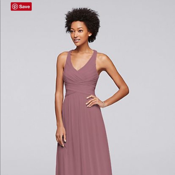 knee length dresses for ladies Long Criss Cross Halter Bridesmaids Dress